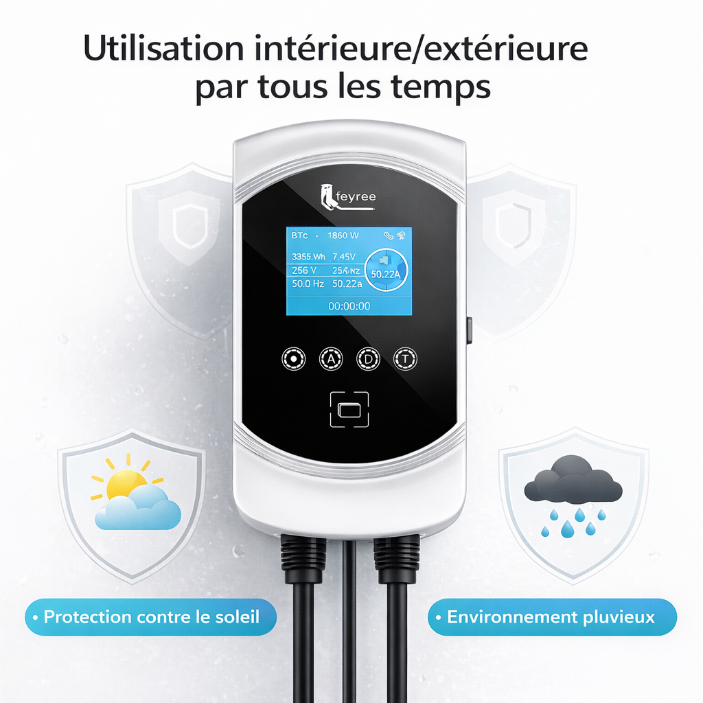 Borne de recharge Type 2 monophasée et triphasée 7,4 kW / 11 kW / 22 kW – IP65