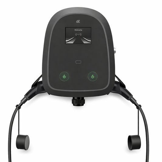 Station de recharge double Type 2 triphasée 2 × 22 kW – OCPP 1.6J – câbles non inclus